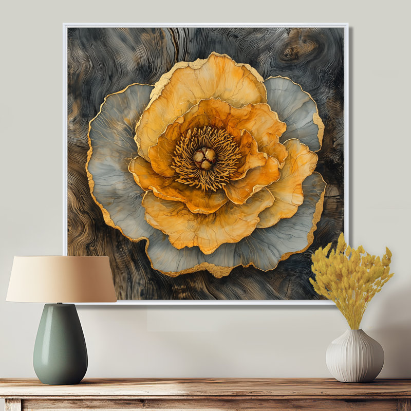 «Autumn Mums Flowers On Onyx Crystal River III», art mural «Mums», H 16 po x l 16 po, Impression encadrée flottante, Blanc