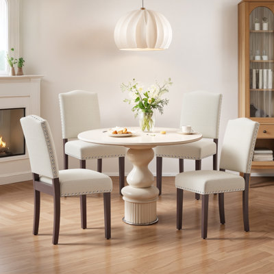  Upholstered Parsons Dining Chairs, Linen Side Chair