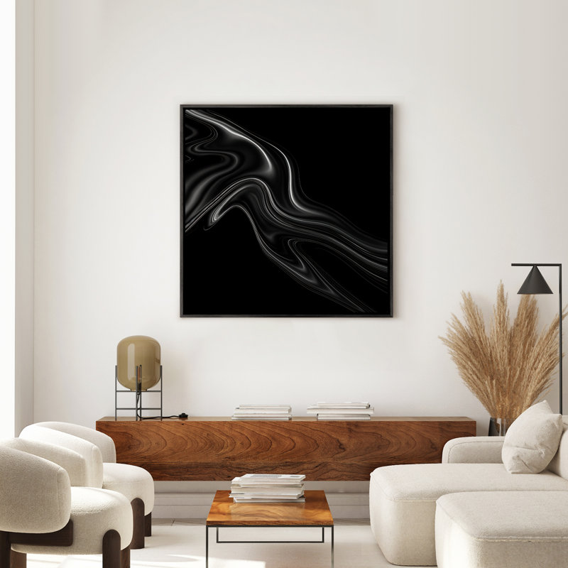 Art mural encadré abstrait rétro antique classique pour chambre à coucher, H 16 po x l 16 po, Noir