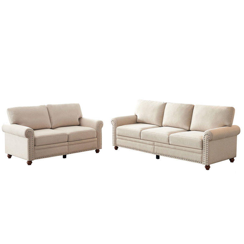 Ensemble de salon 2 pièces Rosaria, 100 % polyester beige