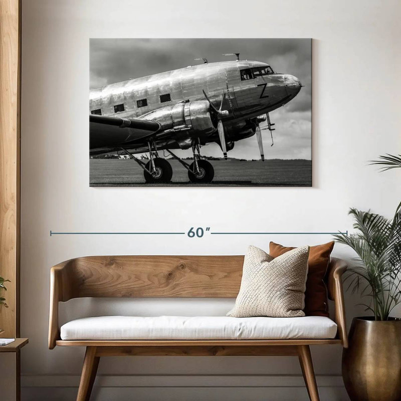 Avion noir et blanc Mehar, H 30 po x l 45 po