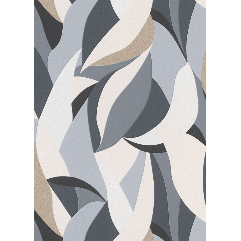 Papier peint texturé, Noir / gris / beige