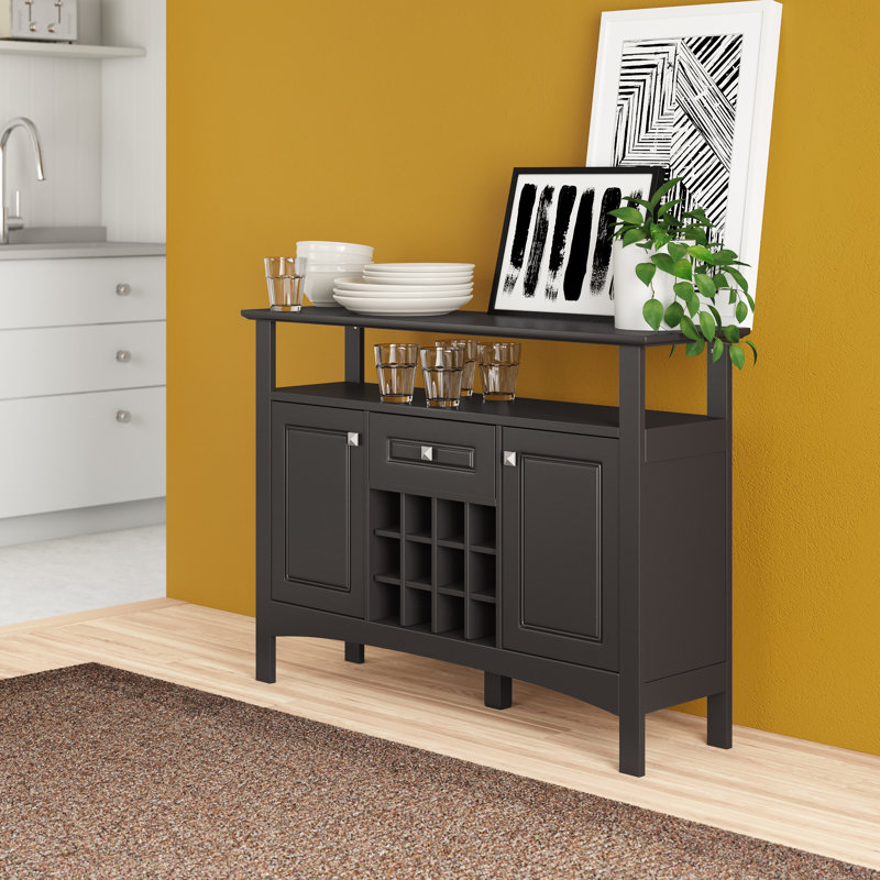 Console / armoire de rangement en bois avec porte-bouteilles