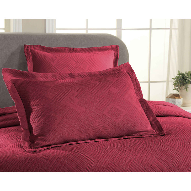 Ensemble de couvre-lit / couvre-lit matelassé 100% coton à motif géométrique toutes saisons Scotch, Bourgogne