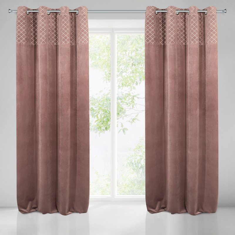 Aarna Blackout Curtains Single Panel, Rose