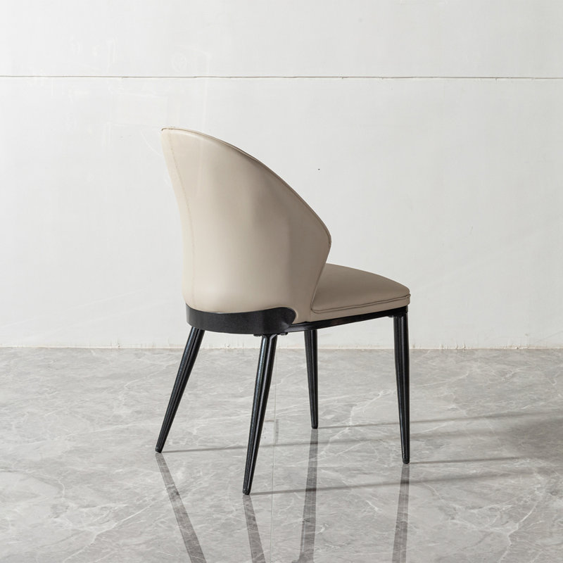 Dining chair PU with unique design backrest set of 2
