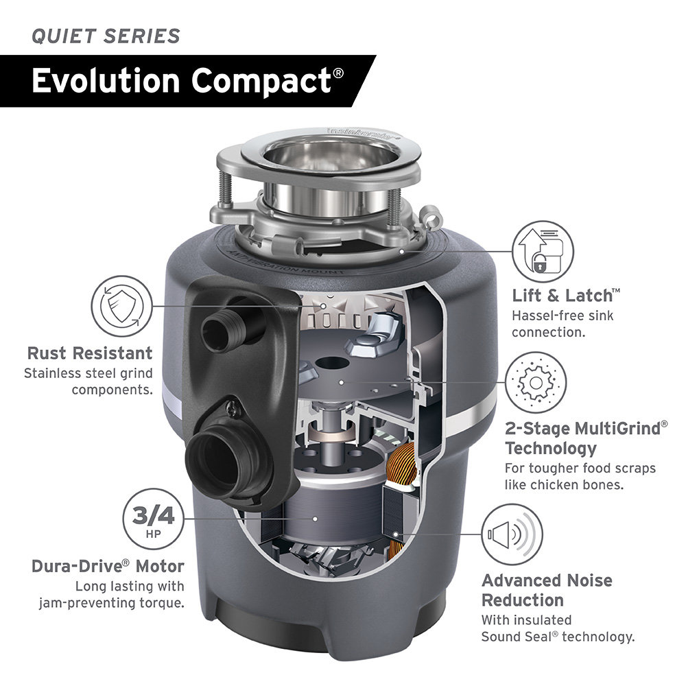 Evolution Compact 3/4 HP Household Food Waste Disposer - Thumbnail 5
