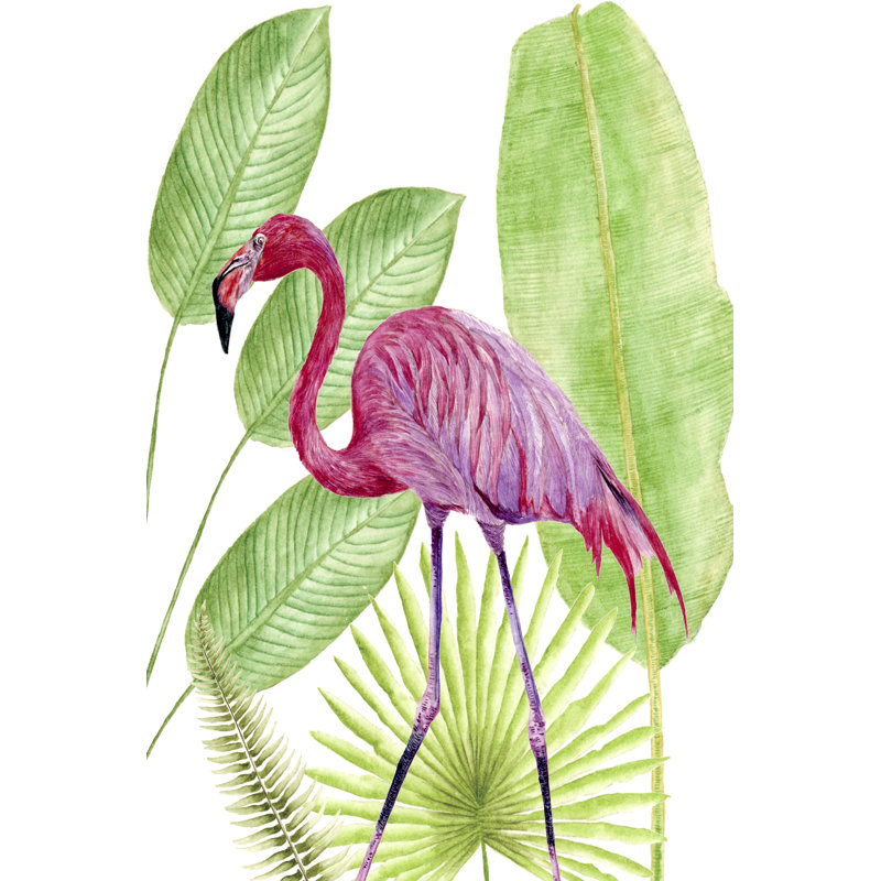 Tropical Flamingo I by Melissa Wang - Wrapped Canvas Painting, 122cm H x 81cm W, Black Floater Framed