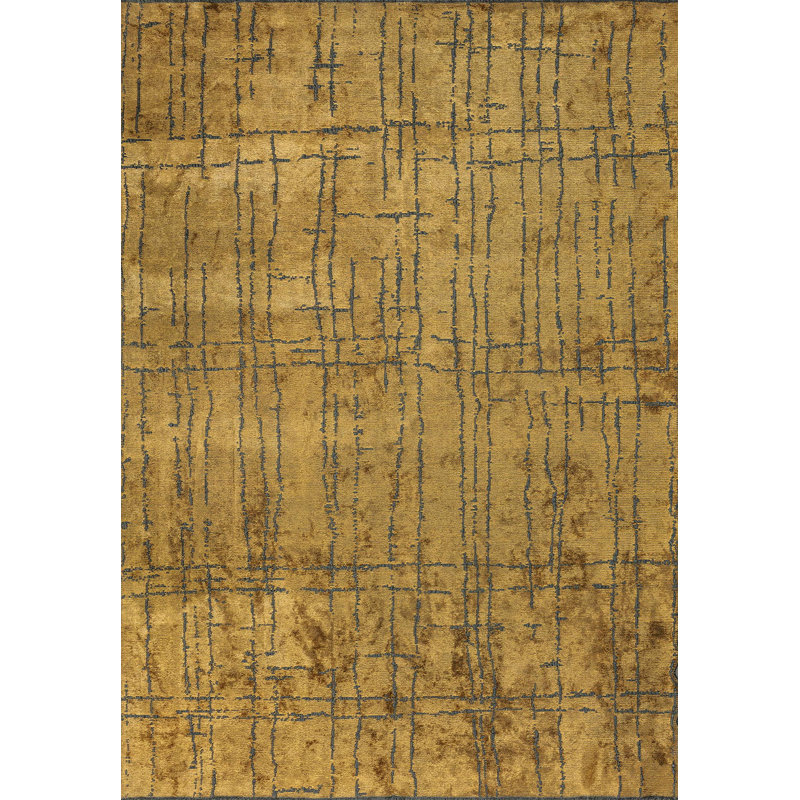 Rapture Abstract Area Rug in Gold, Rectangle 6'7" x 8'3"