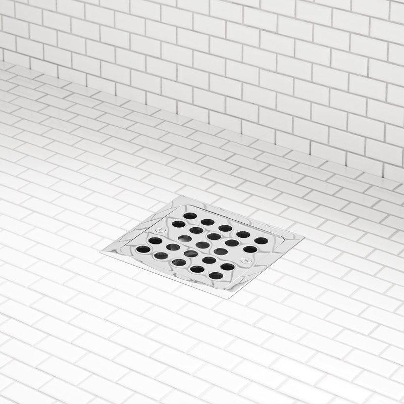 Menlo Square Shower Drain, Chrome, No