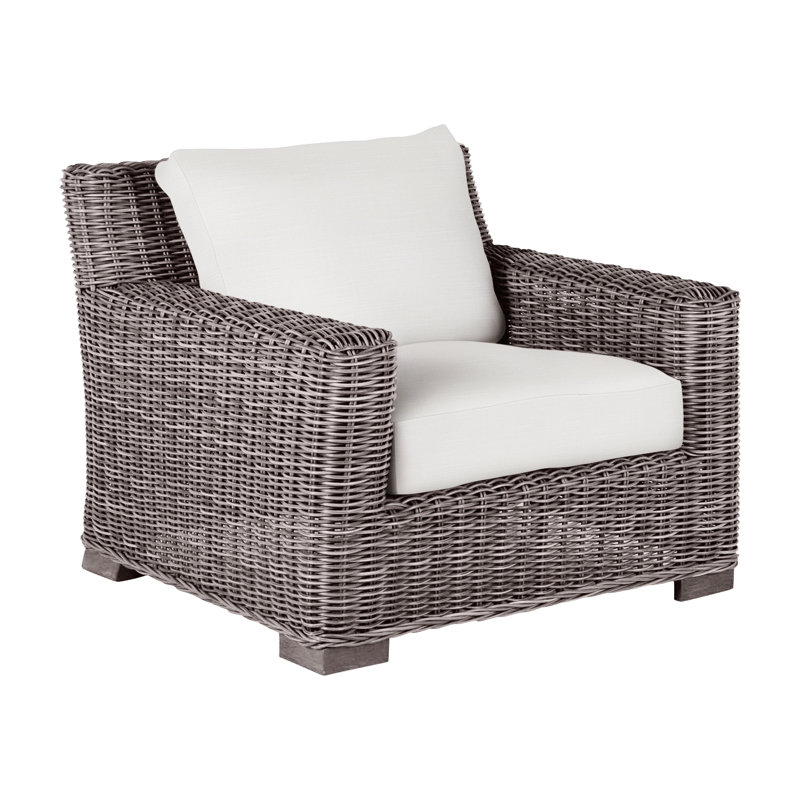 Rustic Woven Lounge Chair, Oyster, Rollo Lace, No Welt