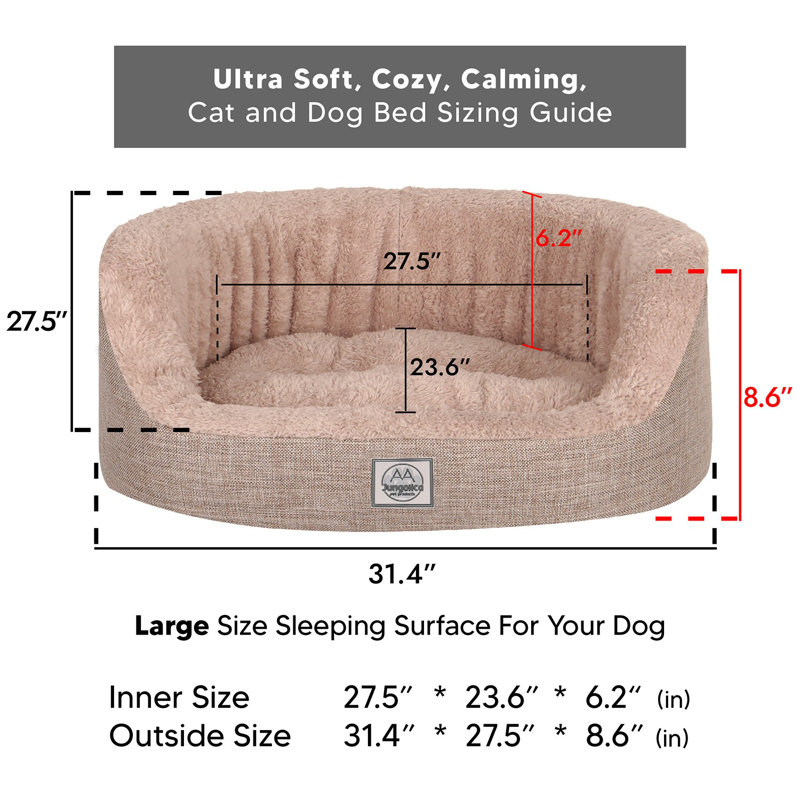 Jungolica Orthopedic Pet Bed, 80cm H x 70cm W x 22cm D, Beige