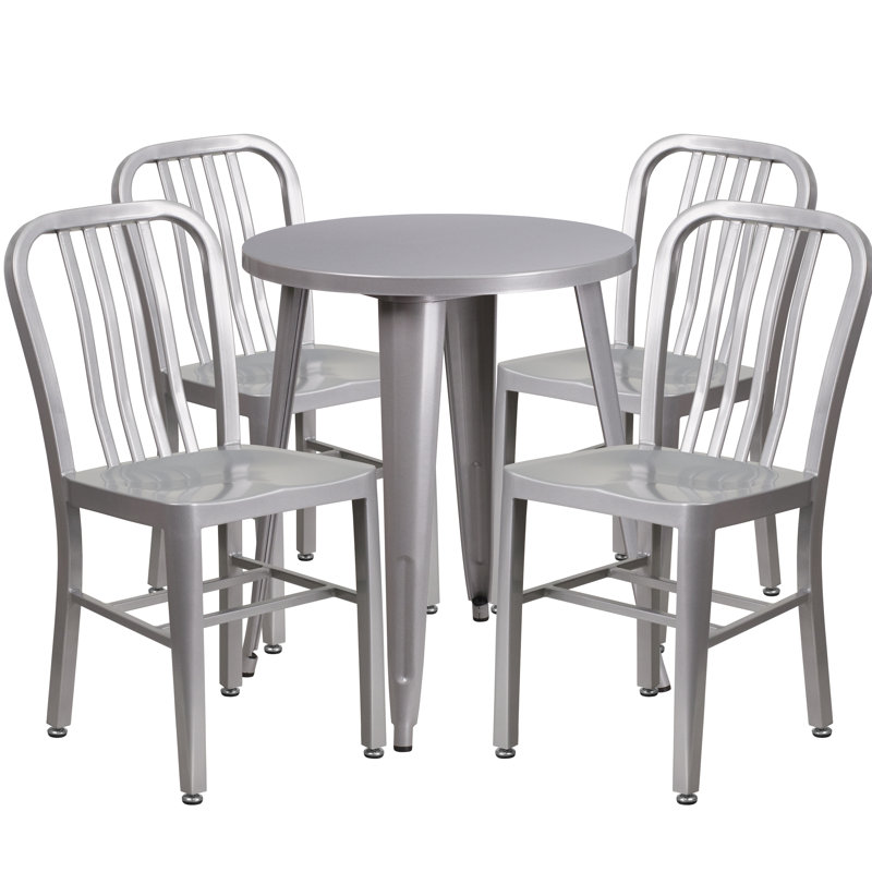 Scotia 4 - Person Patio Dining Set with Round Table, Silver