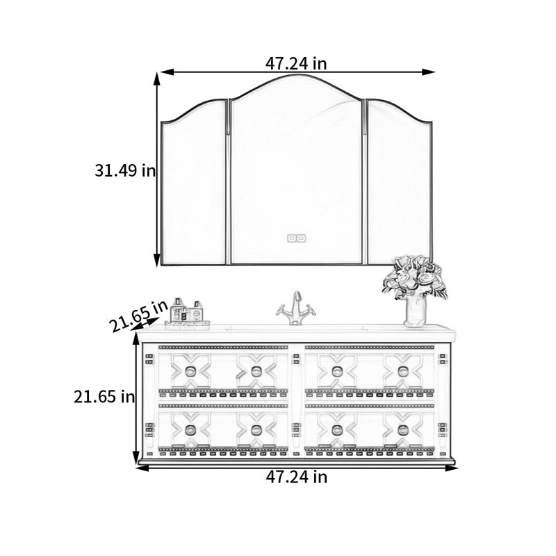 Armoire de salle de bain style français, 47"