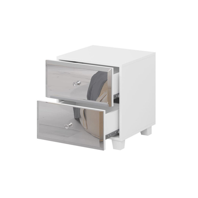 Azsa 45cm W Manufactured Wood Bedside Table, White