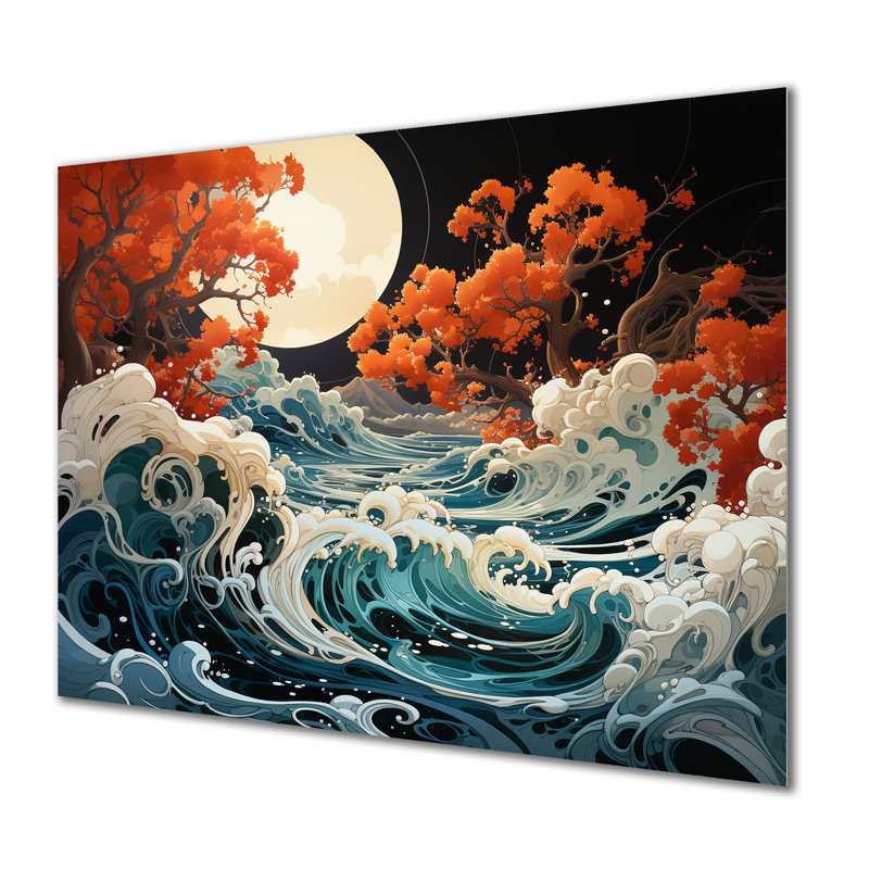 Coastal Autumn Waves Serenity - Tempêtes, art mural en métal, H 30 po x l 40 po x P 1,5 po