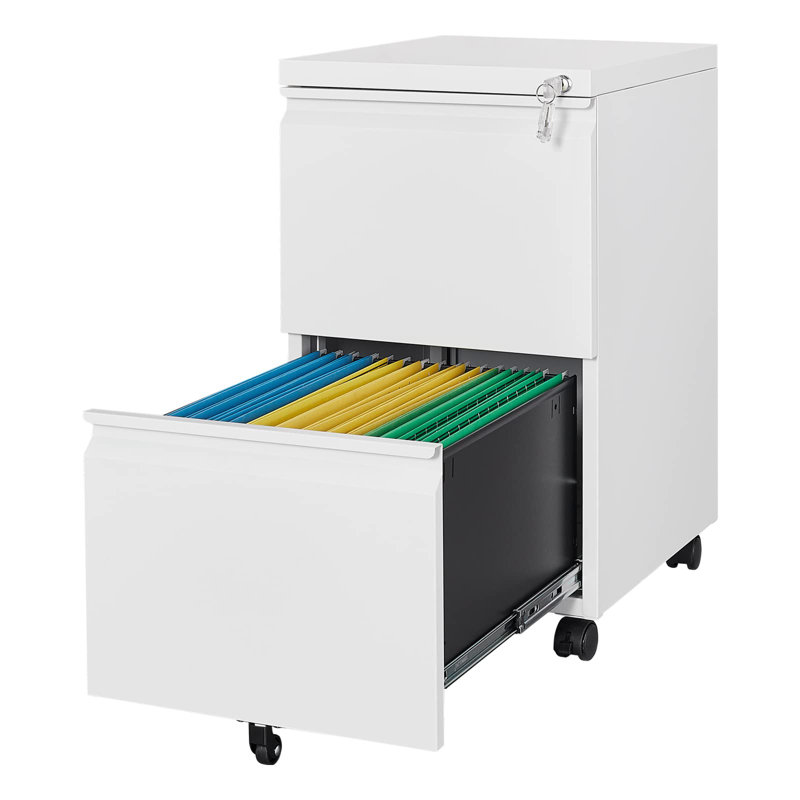 Kristoher 2-Drawer Mobile Vertical Filing Cabinet, White