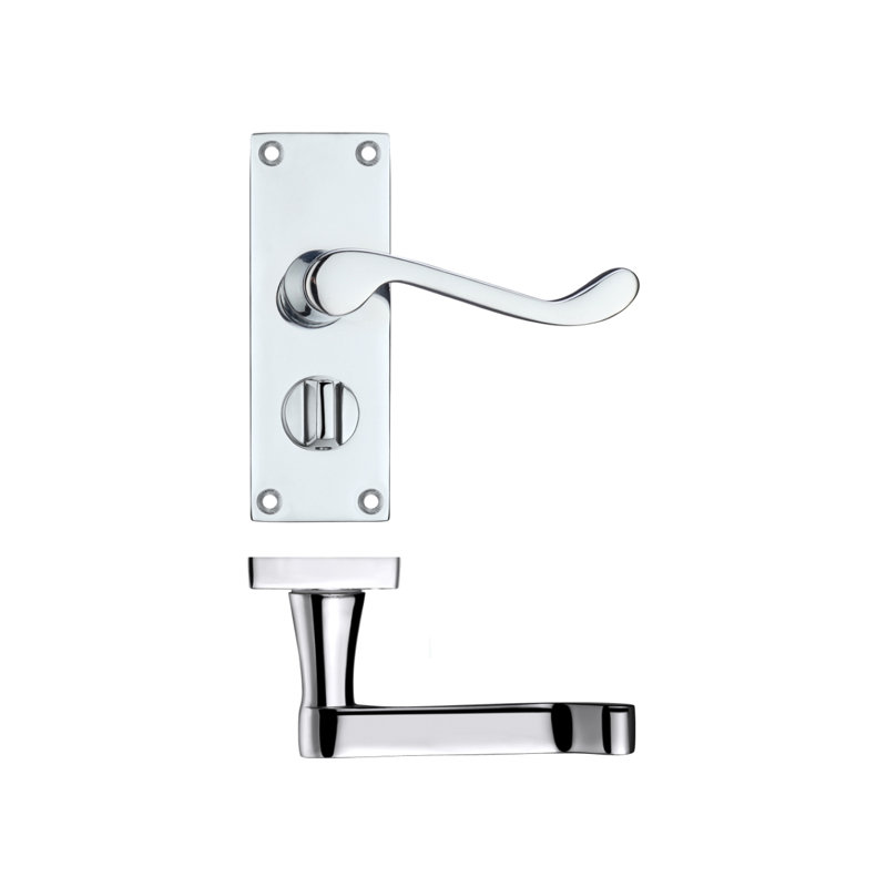 Alsace Bathroom Door Handle, Polished Chrome
