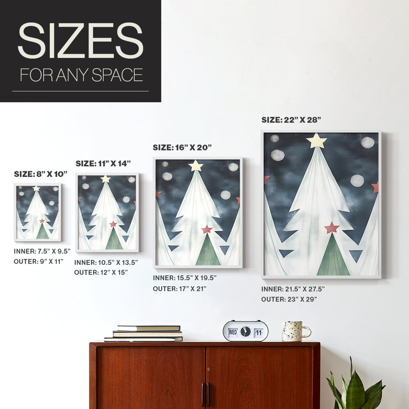 Christmas Holiday Art DCCCLV Framed Print - Solid Wood, H 11 po x l 9 po, Blanc