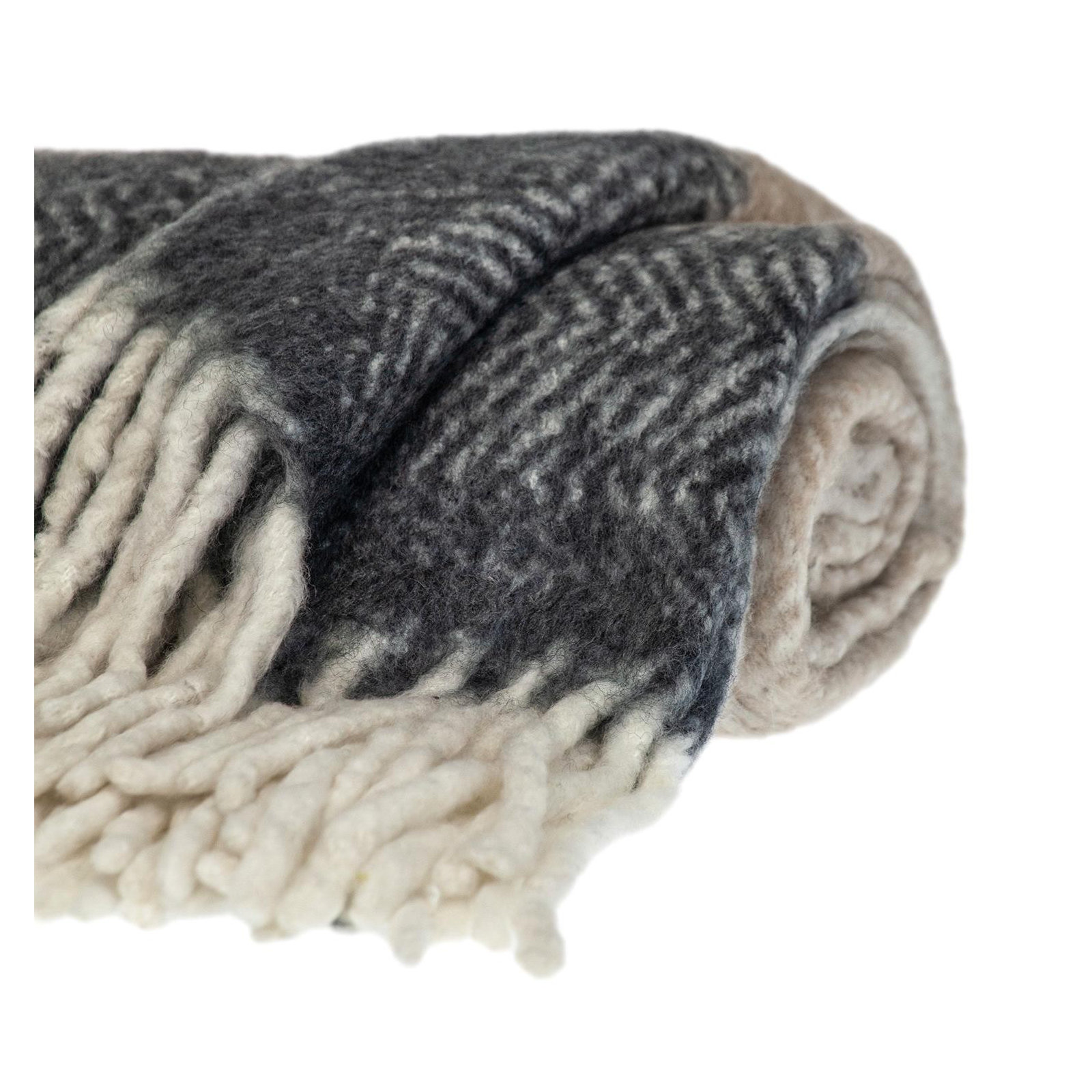 Ixia Knitted Throw Blanket, Brown/Gray