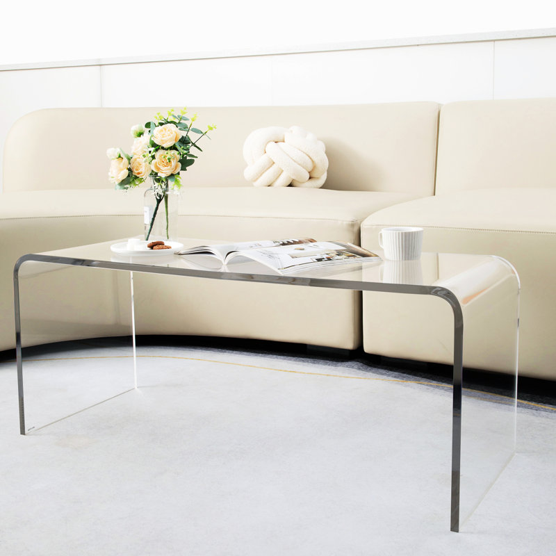 Table d'appoint en acrylique transparent avec chute d'eau - pratique 16,16 po Pièce de salon large et polyvalente