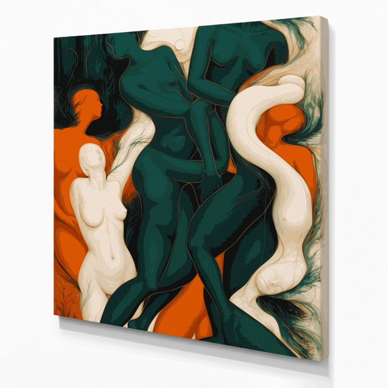 Abstrait art figuratif vert sur toile 70, 16" H x 16" W