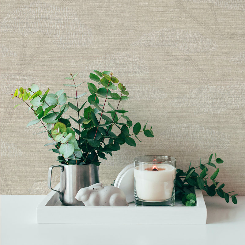 Weesner Chinoiserie Tree Motif 10.05m x 53cm  Textured Matte Wallpaper Roll, Beige