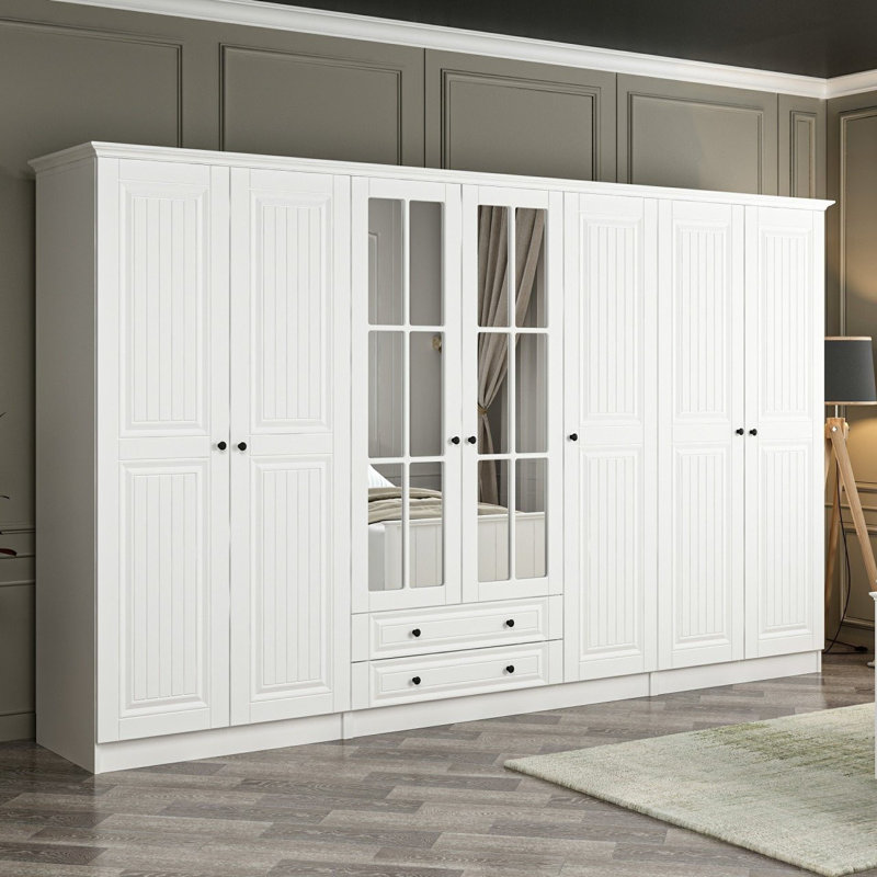 Elina 7 Door Manufactured Wood Wardrobe, 235cm H x 315cm W x 52cm D