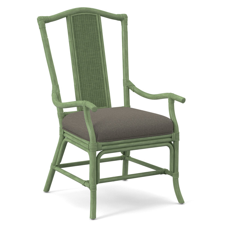Drury Lane Slat Back Dining Arm Chair, Gray Sugar Performance; 0863-84, Celery