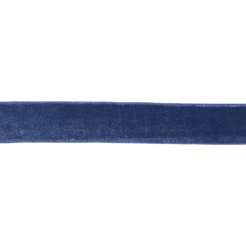 Ruban de velours à bord brut, Bleu, H 2,5 po x l 180 po x P 0,1 po