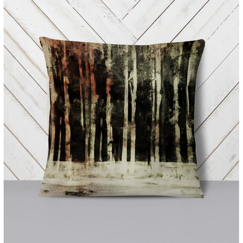 Throw Pillow With Insert, Black/Brown Striped/Abstract 2, 18"H x 18"W