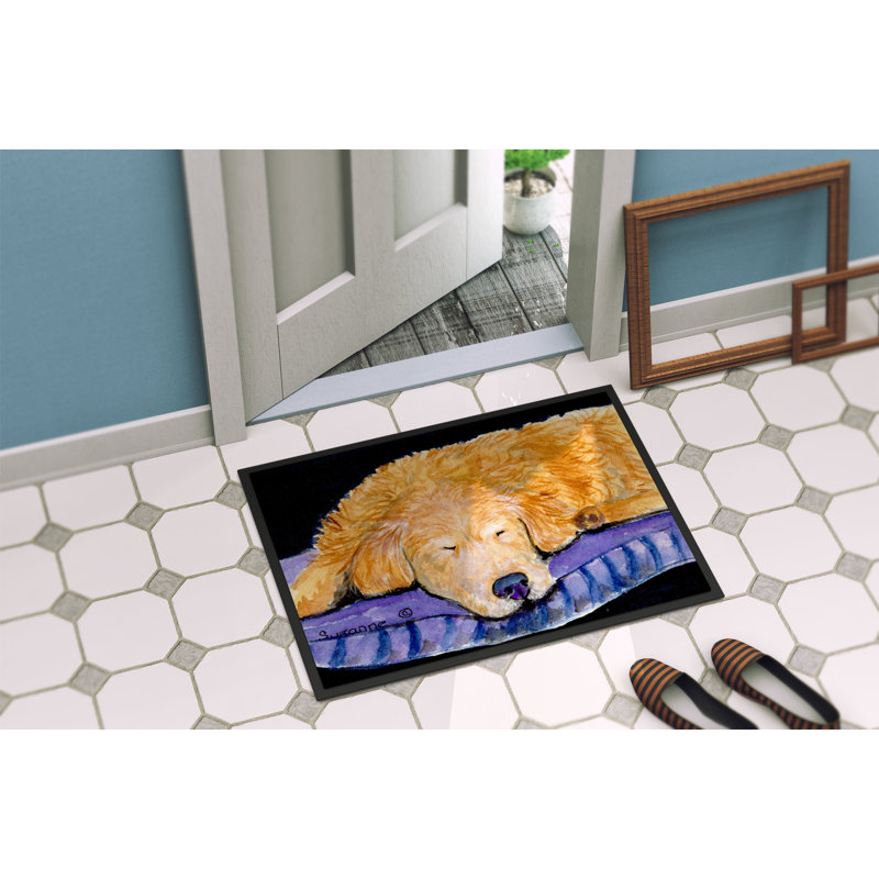 Tapis de porte d’intérieur anti-dérapant golden retriever, Rectangle 1 pi 6 po x 2 pi 3 po