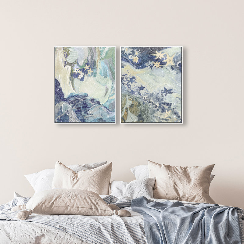 Mermaid Dream Set Canvas Animals Print by Oliver Gal, Black Frame, 16 x 20, 92"H x 74"W, White Floater Frame
