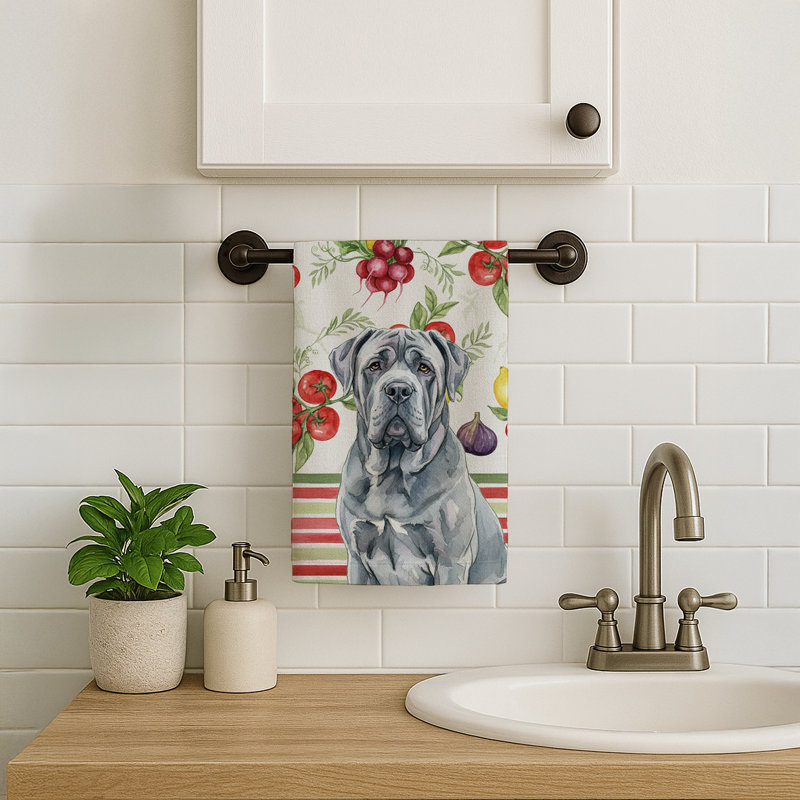 Blue Neapolitan Mastiff Vegetables Kitchen Towel, Blue Neapolitan Mastiff