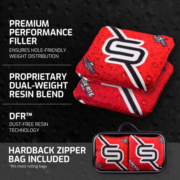 Ensemble de 4 sacs de cornhole American Cornhole League PRO Slide-Rite, Rouge