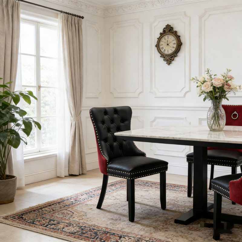 Chaise de salle à manger, Noir et bourgogne