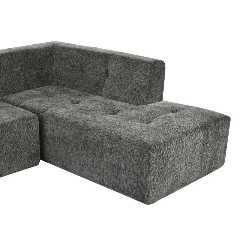 Canapé modulaire en forme de L Boneless Jared, Gris chenille