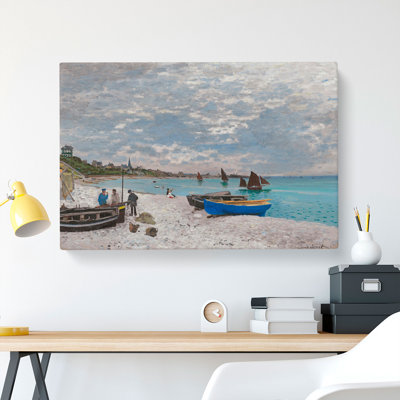The Beach At Sainte-Adresse by Claude Monet - Wrapped Canvas