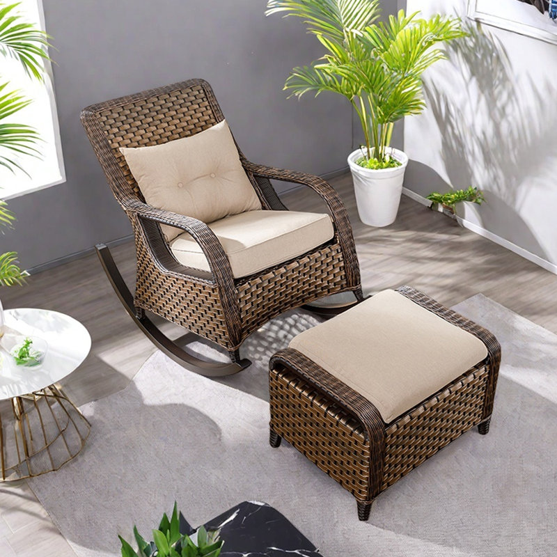 Chaise berçante ergonomique en alliage d'aluminium, Beige / café