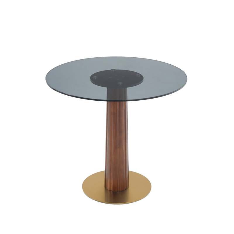 Table de conférence moderne en verre avec base en bois massif