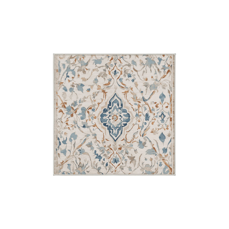 Machine Washable Beige Area Rug, Square 7'
