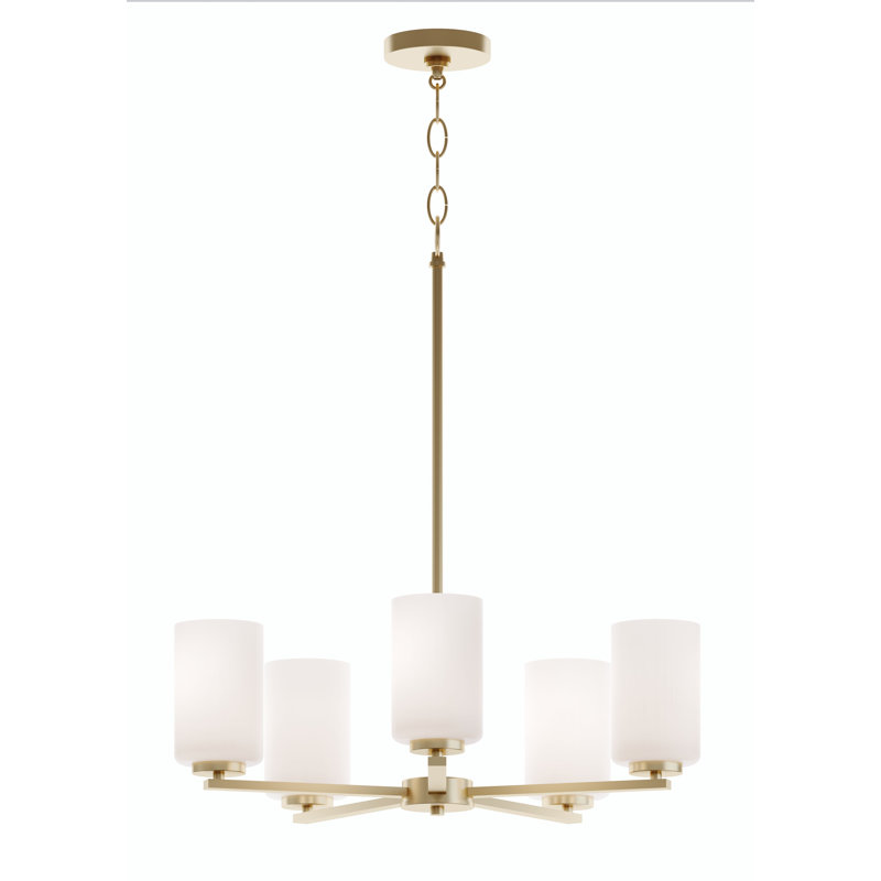 Lustre 5 lumières Leo, Laiton clair antique