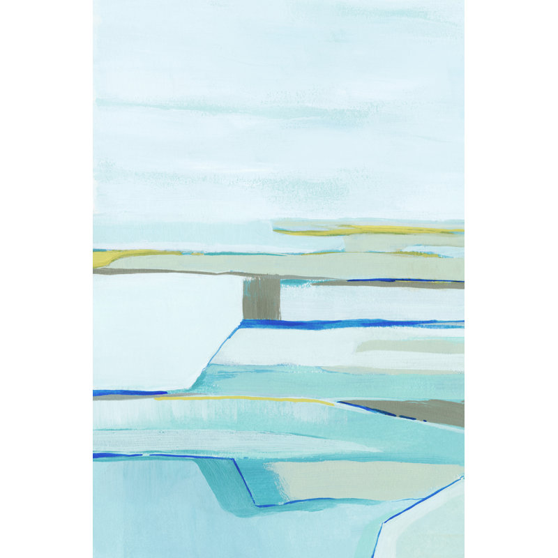 'Seafarers Layers II' by Grace Popp - Painting Print, 12cm H x 8cm W, Black Floater Framed