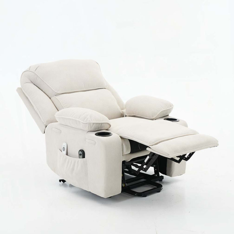 Remote-Controlled Heating and Massage Assistive Recliner, Ivory