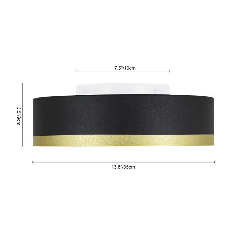 Modern Led Flush Mount 5 Cct Adjustable, Matte Black/Gold