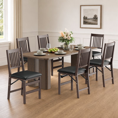 Padded Stackable Folding Dining Chairs with Solid Wood Frame, No Assembly