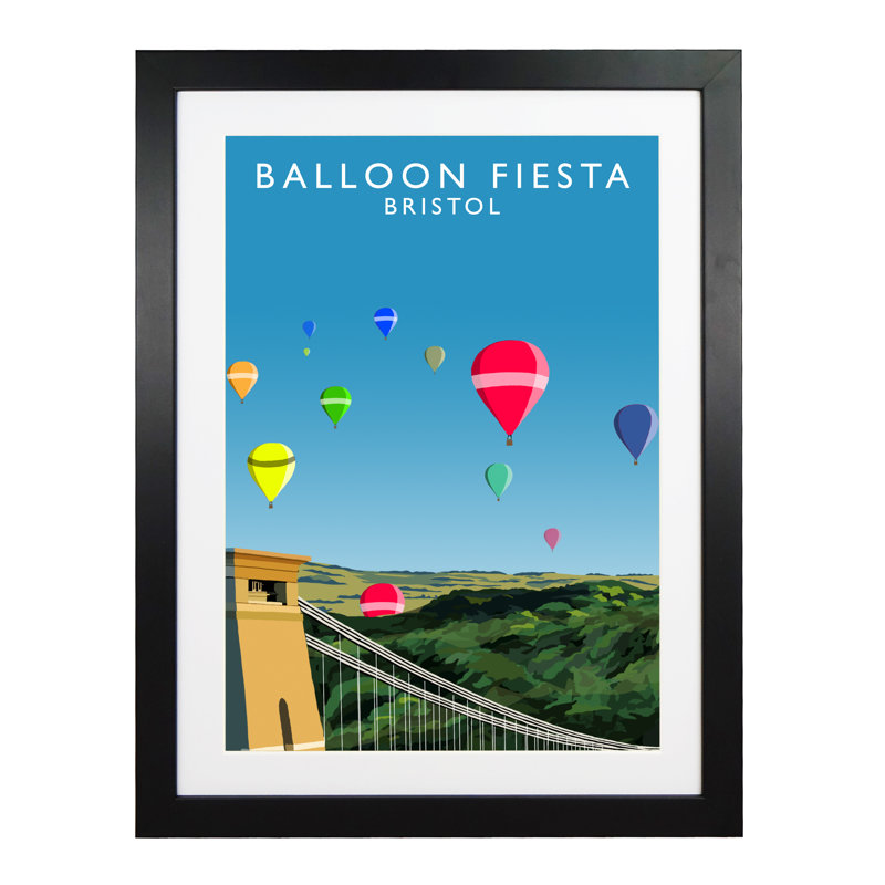Balloon Fiesta Bristol by Richard O'Neil - Print, Black Wood Frame, 54 cm H x 44 cm W x 2.2 cm D