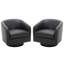 Fauteuil demi-tonneau pivotant en similicuir noir Applewold avec base en bois massif-112578533
