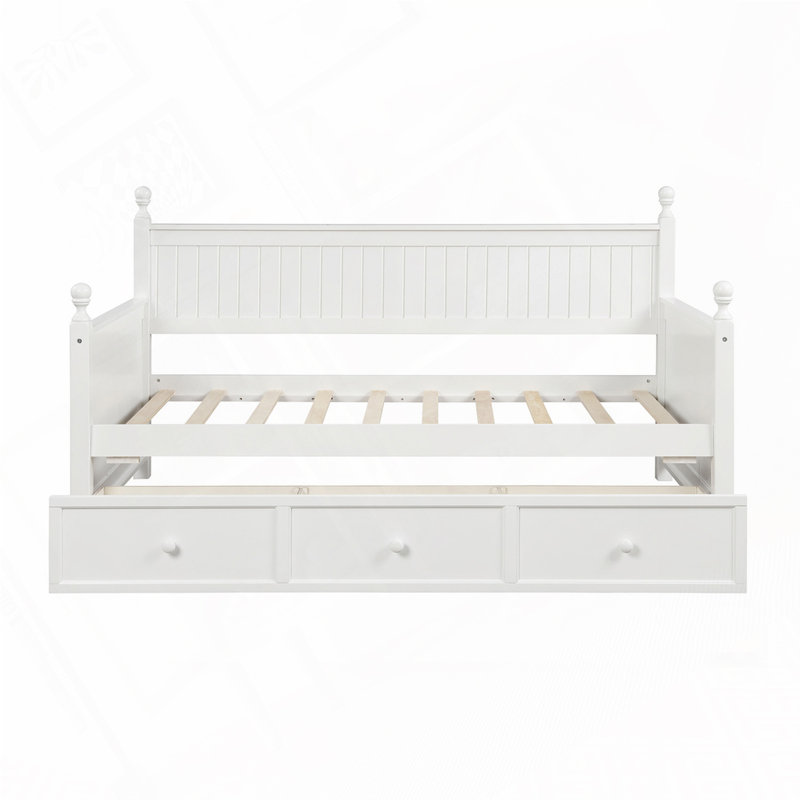 3-Drawers Sorage Wood Daybed, White
