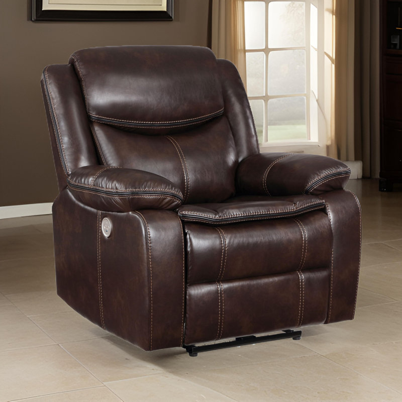 Fauteuil inclinable électrique Niculai brun foncé, Similicuir brun foncé